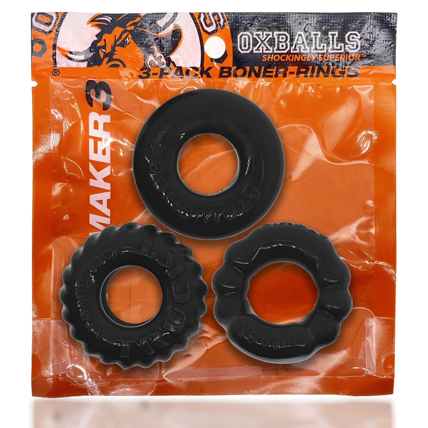 BONEMAKER 3-pack boner cockring kit - BLACK