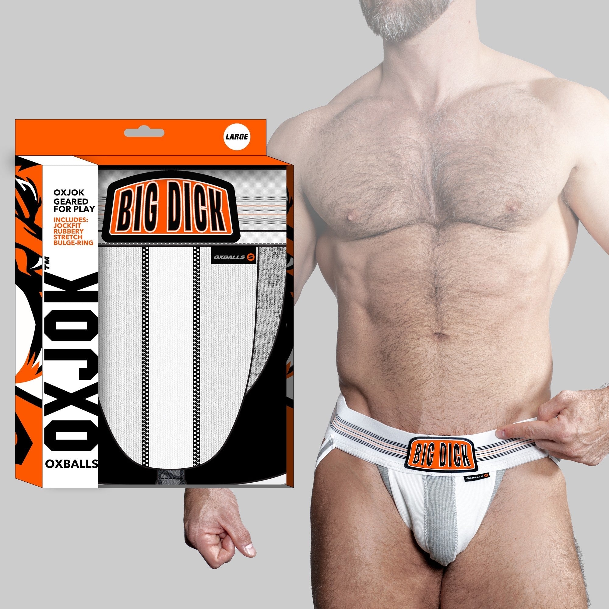 BULGER, the big pouch jock, WHITE SNOW, LARGE