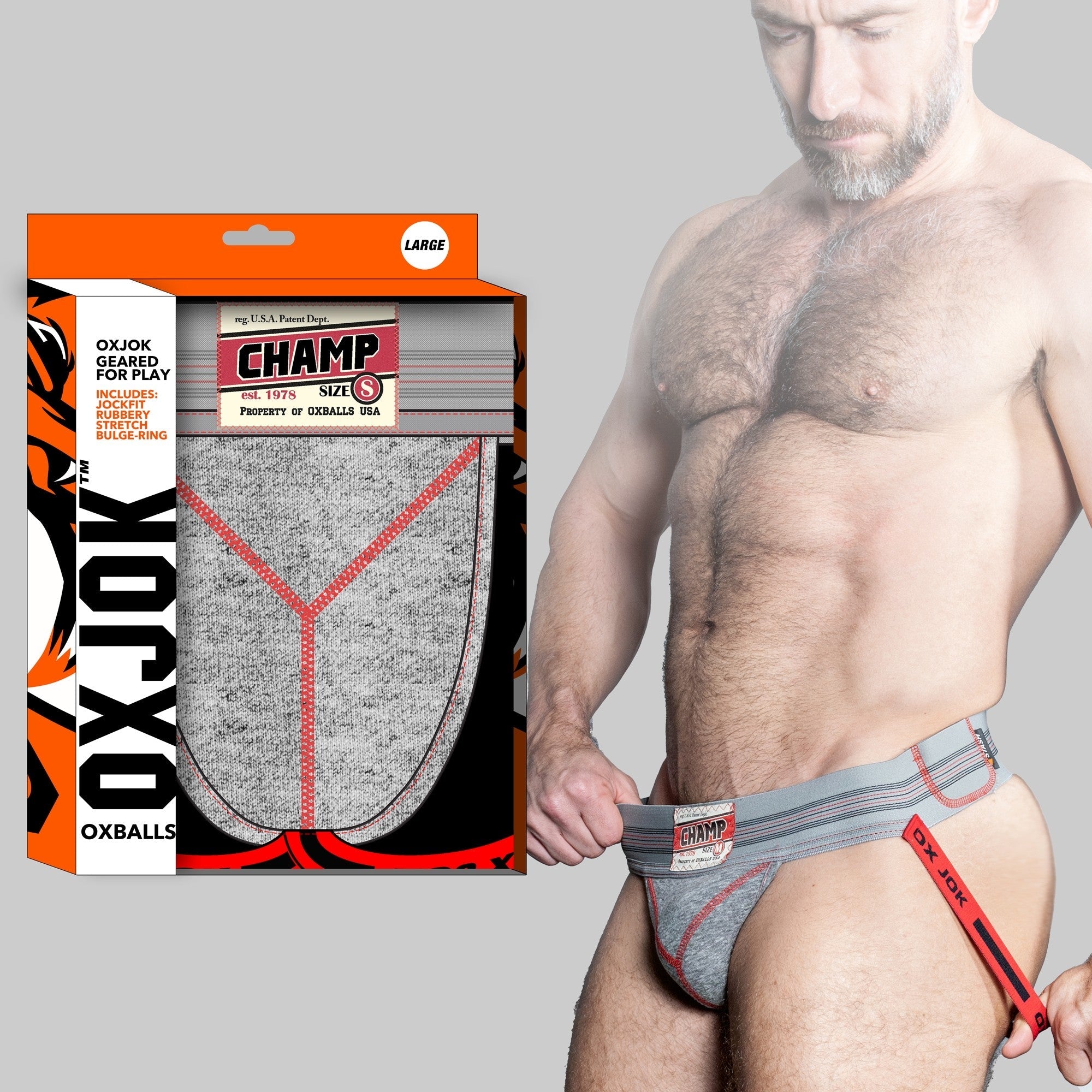 CHAMP, vintage sweatshirt jockstrap, GRAY HEATHER, X-LARGE