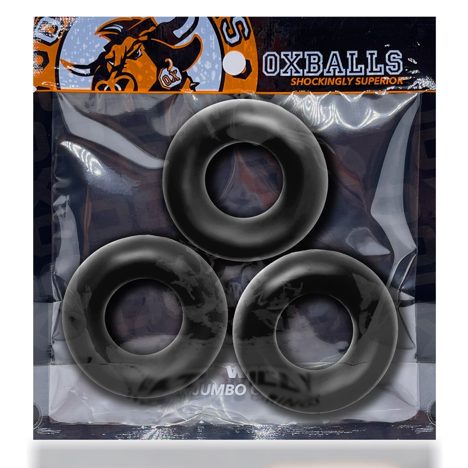 Oxballs FAT WILLY, 3-pack jumbo cockrings - BLACK